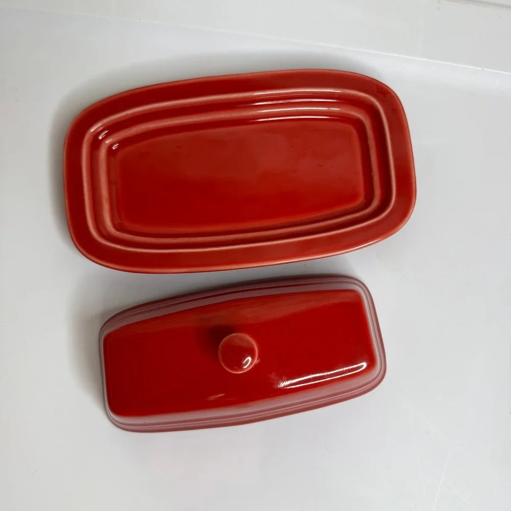Fiesta Red Butter Dish w/ Lid Homer Laughlin USA Ceramic